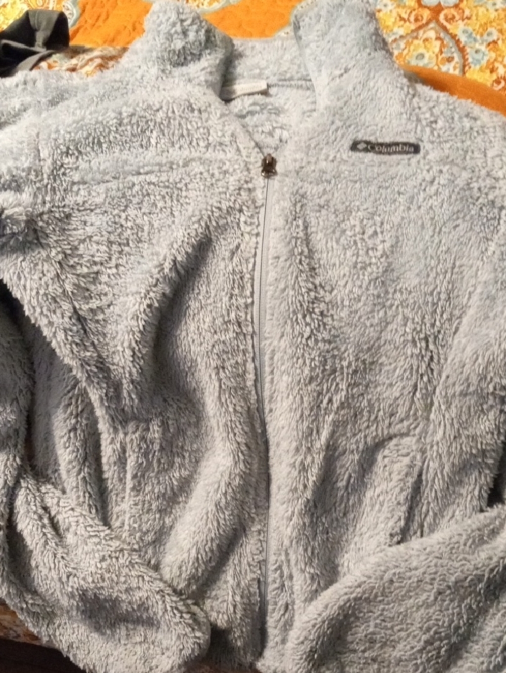 Columbia Light Gray Plush Full Zip Fleece Jacket